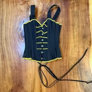 Corset Story Waist Trainer 22" Victorian Costume Boned Cotton Gold $250 EE9